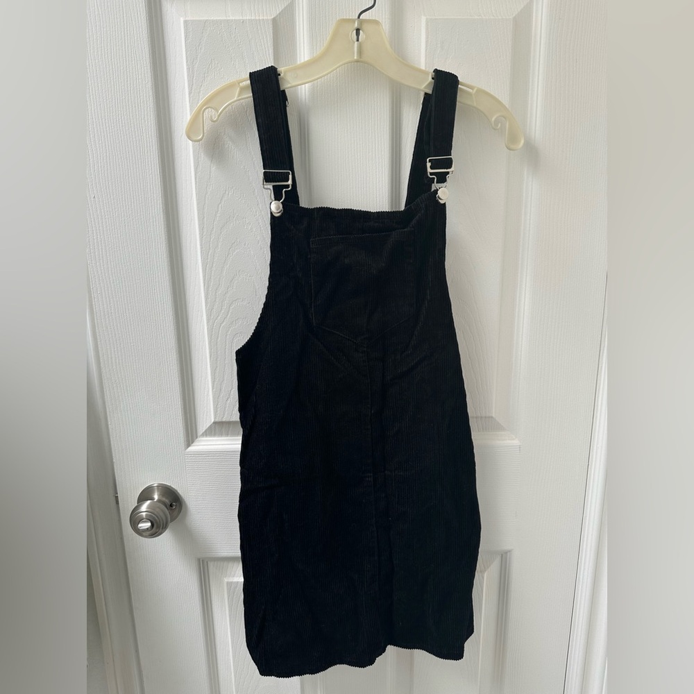Black Corduroy Overall Dress